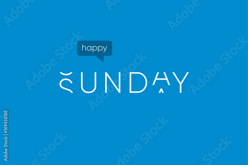 Happy sunday logo with capitals letters in movement. Editable vector design.