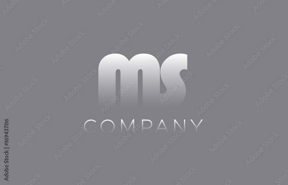 MS M S pastel blue letter combination logo icon design