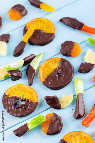 Candied fruit in chocolate