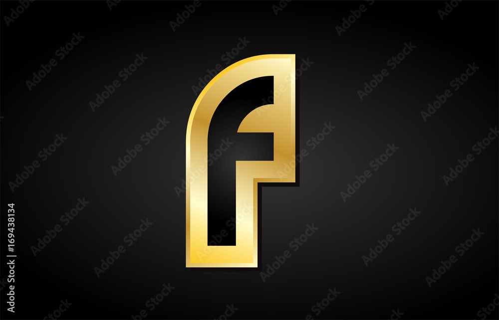 Fototapeta premium F gold golden letter logo icon design