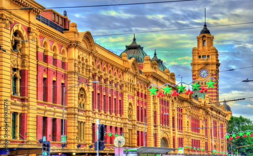 Flinders Street railway station, an iconic building of Melbourne, Australia photo