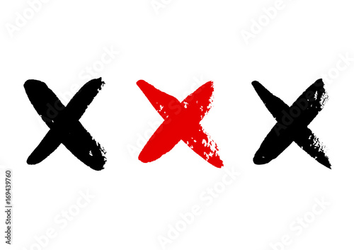 Fotografie Set of ink painted crosses. Vector collection