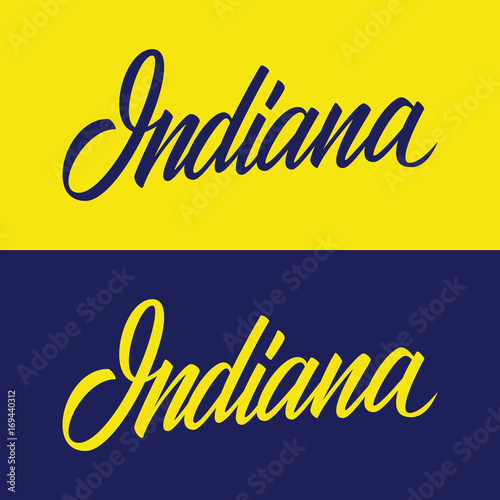 Handwritten U.S. state name Indiana. Calligraphic element for your design. Vector illustration.