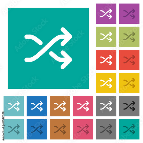 Media shuffle square flat multi colored icons