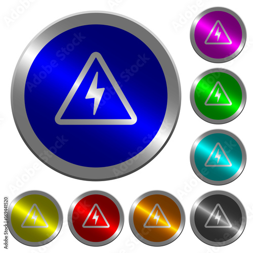 Free Download Danger electrical hazard luminous coin-like round color buttons - GFXLoad