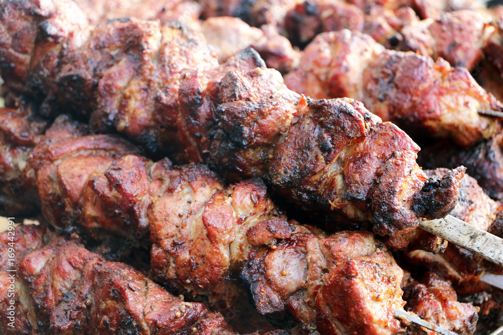 Cooked delicious shish kebab