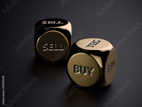 Buy sell golden dices on black