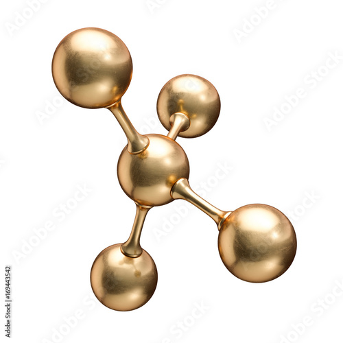 Golden molecule model abstract concept