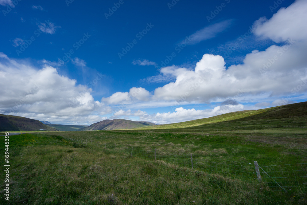 Iceland - Green landscape with no end and perfect sunny weather Iceland - Green landscape with no end and perfect sunny weather