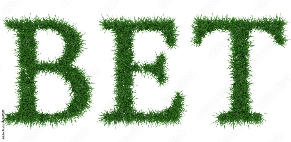 Bet - 3D rendering fresh Grass letters isolated on whhite background. Bet - 3D rendering fresh Grass letters isolated on whhite background.