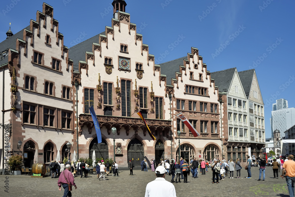Obraz premium Frankfurt am Main Innenstadt, Marktplatz, Rathaus, Frankfurt am Main City center, market square, town hall