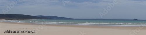 Barbate beach in May panoramic view. Barbate is a coastal town located in the province of Cádiz, It is situated at the mouth of the River Barbate, between Zahara de los Atunes and Los Caños de Meca.