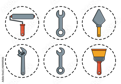 repair tools related icons over background colorful design vector illustration