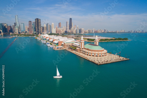 Aerial shot Chicago Navy Pier