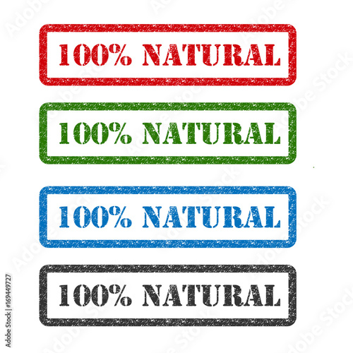 100 % natural set rubber stamp isolated on background