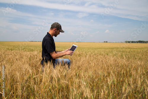 Agronomist with a Tablet in an Agricultural Field