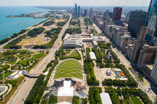 Aerial image of Millennium Park Downtown Chicago photo