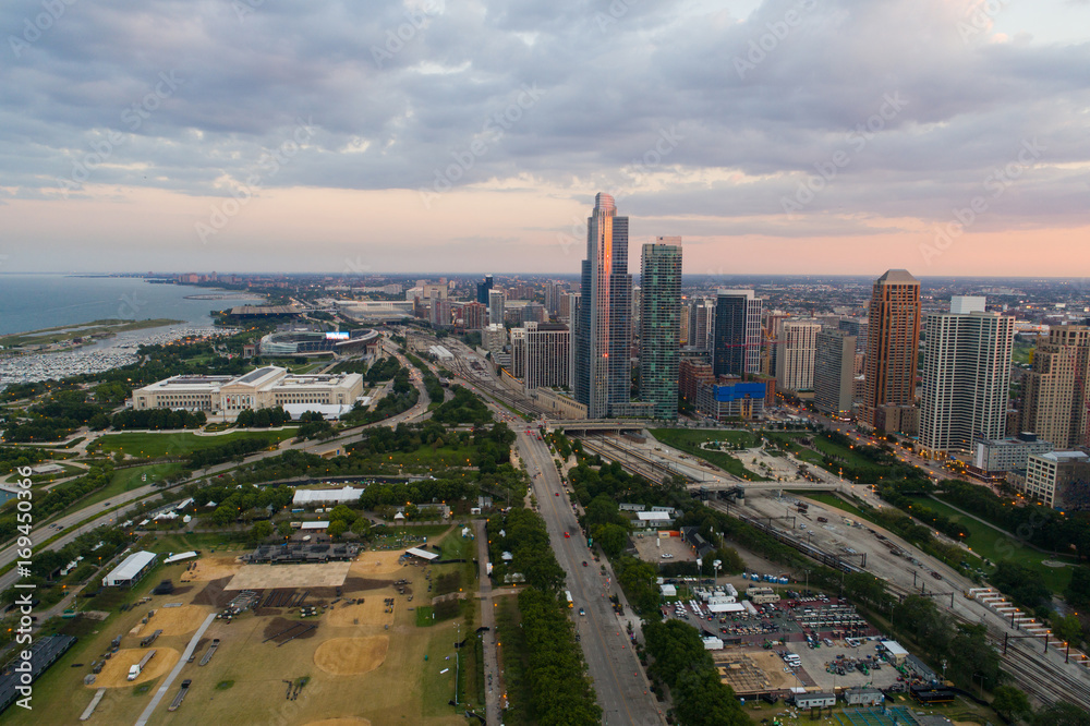 Fototapeta premium Aerial image Near South Side Chicago