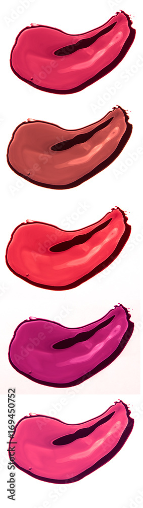 Lipstick smear sample on white background Lipstick smear sample on white background