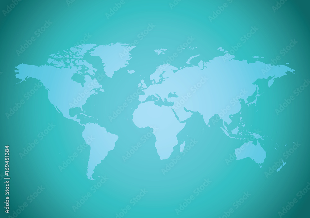 green gradient background with map of the world - vector