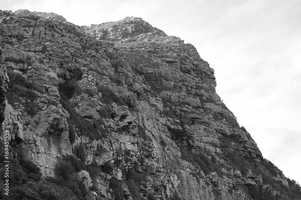 cliff in black and white
