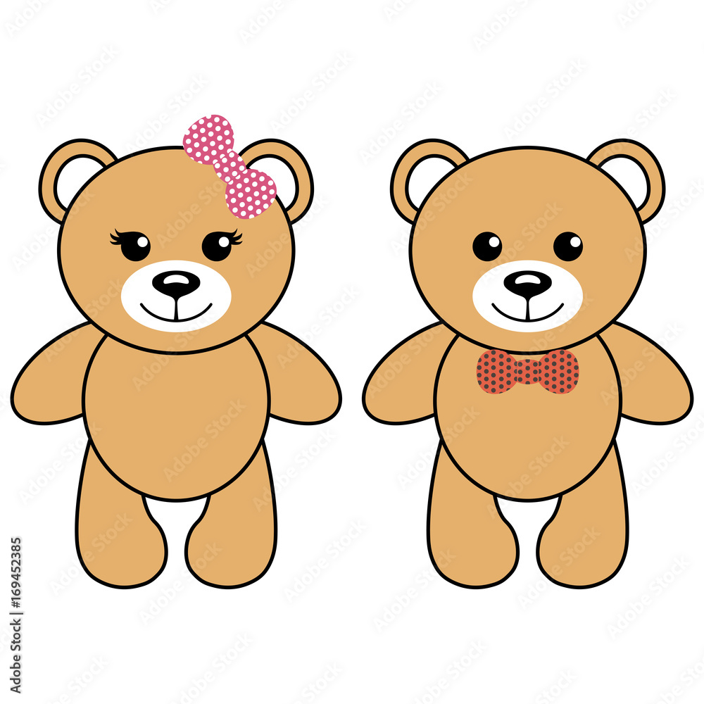 cartoon bear girl and boy vector cartoon bear girl and boy vector