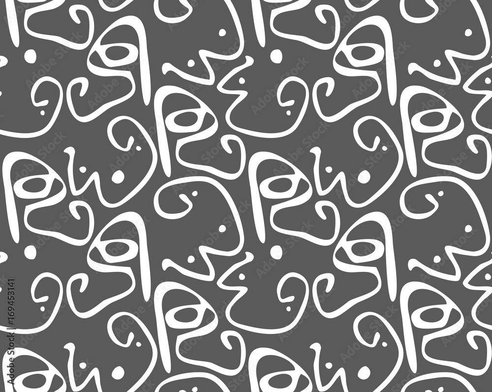 Abstract curvy shapes with dots white on dark gray