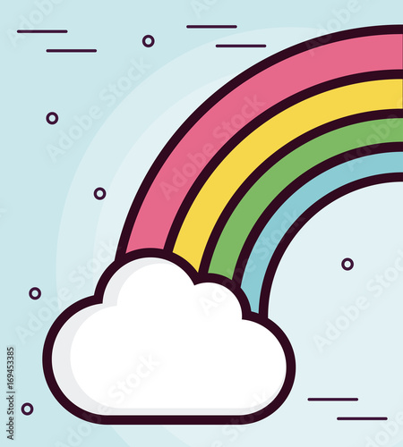 cloud and rainbow icon over white background colorful design vector illustration