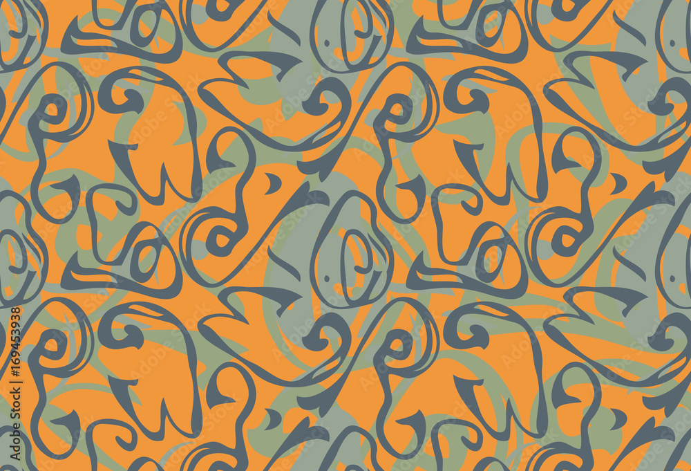 Abstract roughly curved shapes green orange Abstract roughly curved shapes green orange