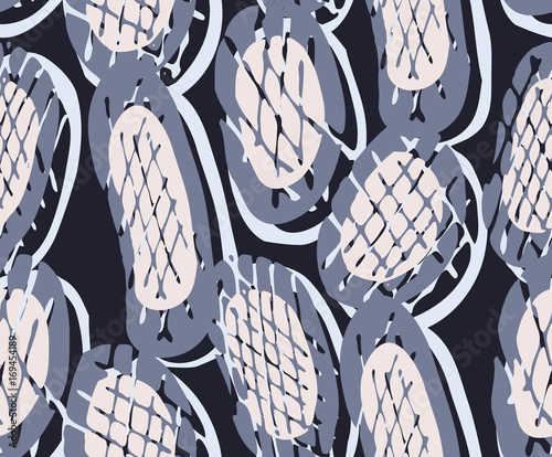 Abstract roughly hatched oval shapes with black