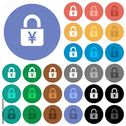 Locked Yens round flat multi colored icons