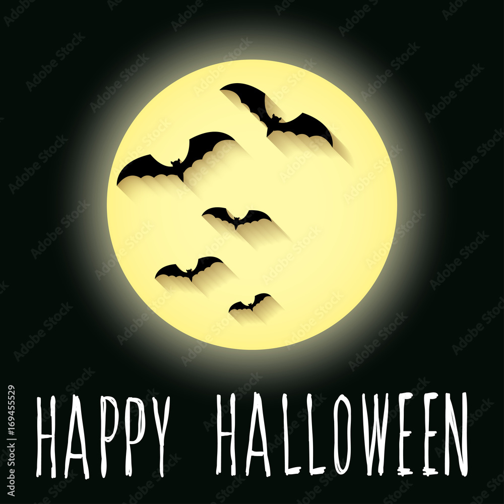 Happy halloween card template. Abstract halloween pattern and handwritten happy halloween quote