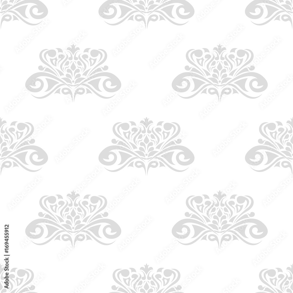 Seamless pattern with light gray ornaments