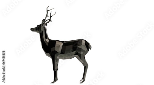 3d rendering of a reflective deer animal with beautiful horns