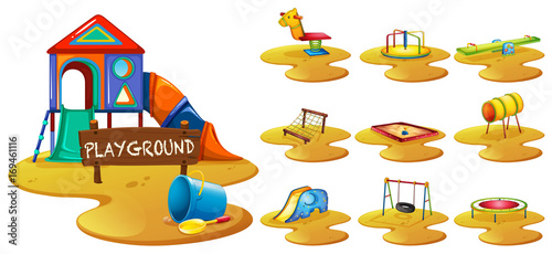 Playground equipments on the playground