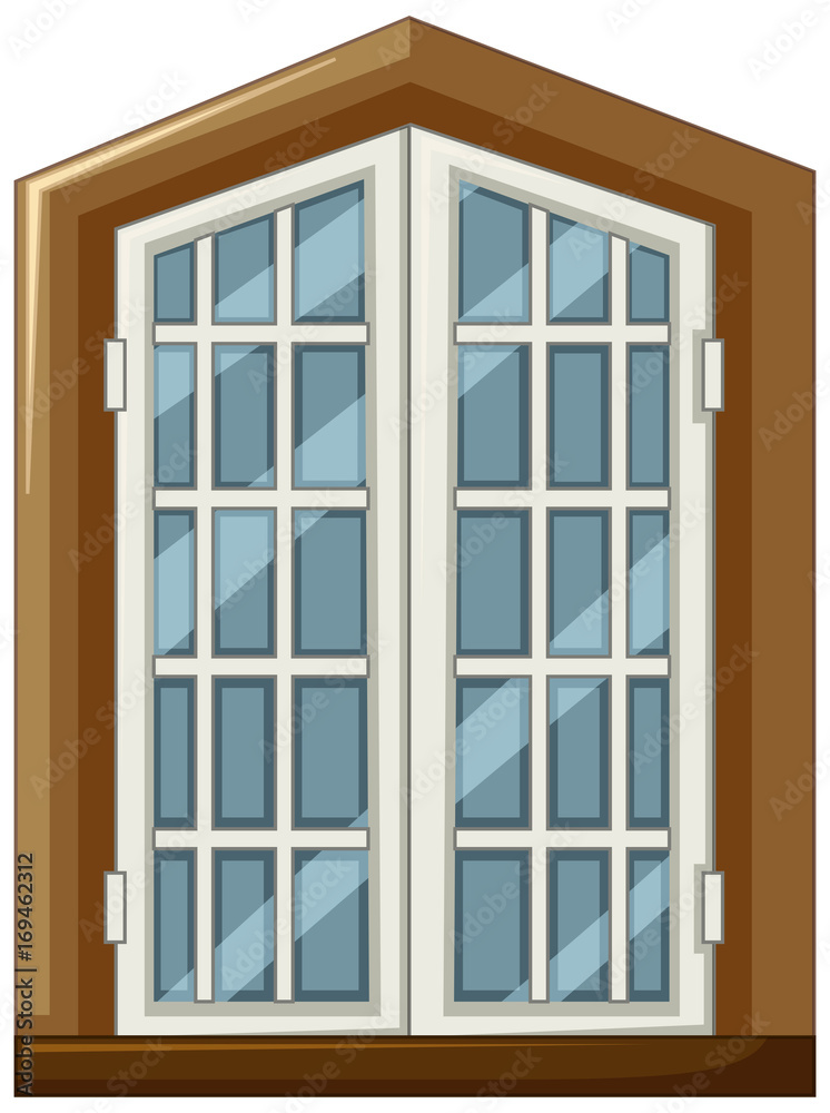 Window design with wooden frame