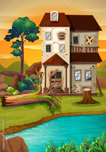 Old house by the pond