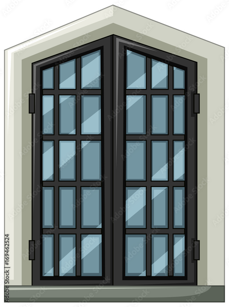 Glass window with gray frame Glass window with gray frame