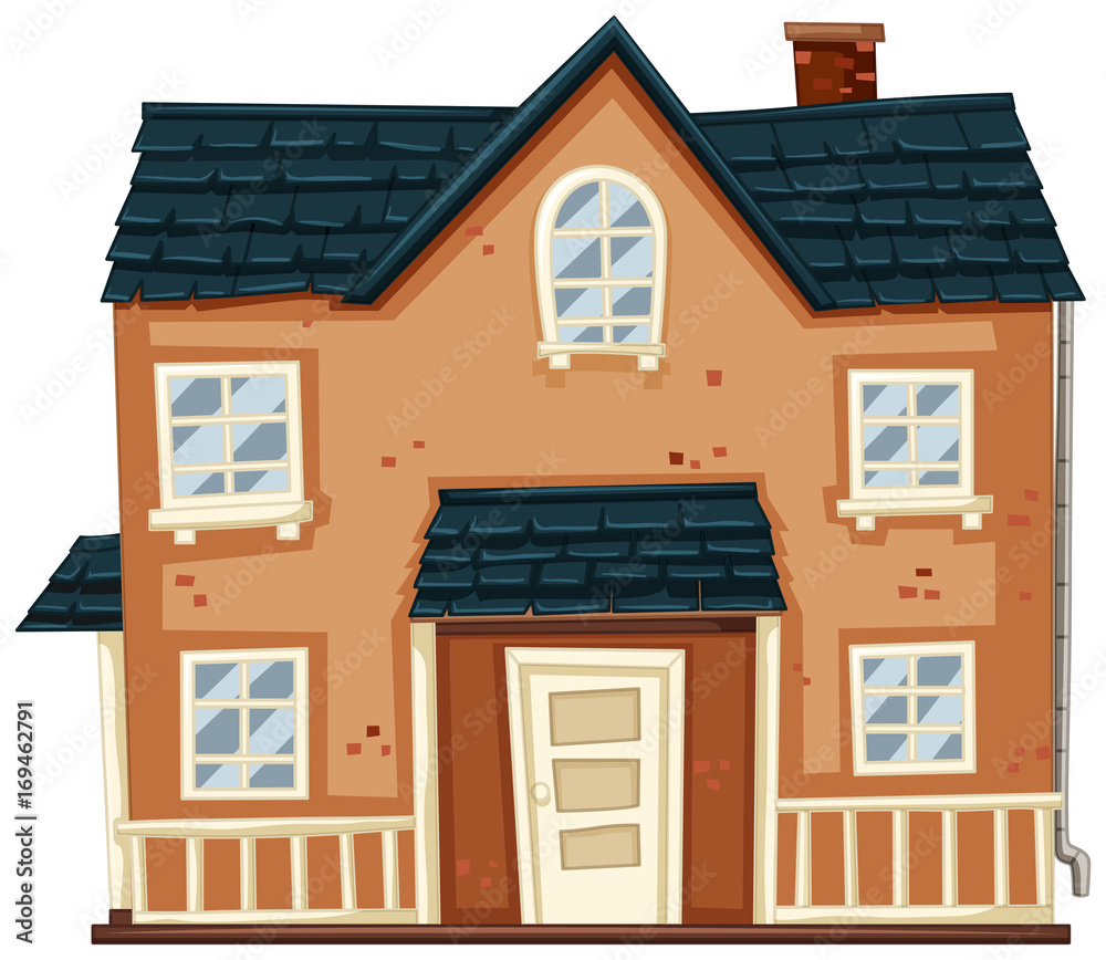 Brick house with blue roof Brick house with blue roof