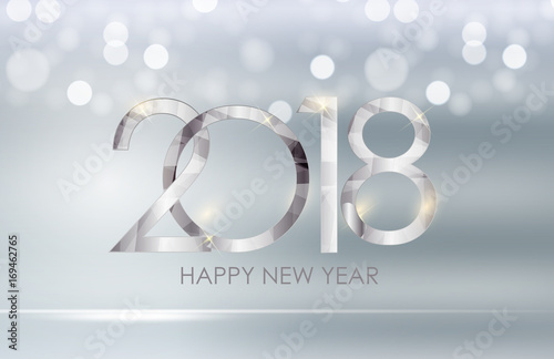 2018 New Year Gold Glossy Background. Vector Illustration