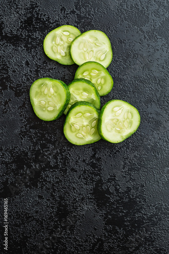 Sliced green cucumbers.