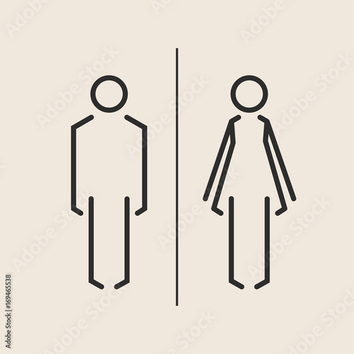Concept and idea icon of toilet. Stroke vector logo, web graphics. Isolated background. Vector illustration.
