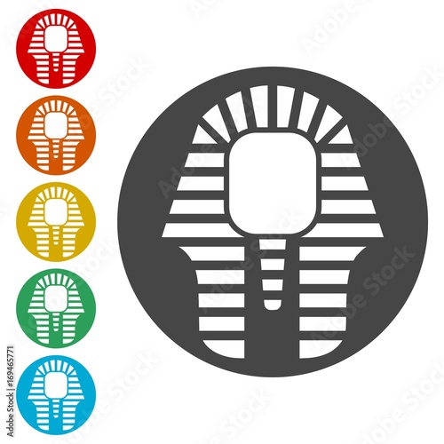 Pharaoh Tutankhamen mask icons set - Illustration 