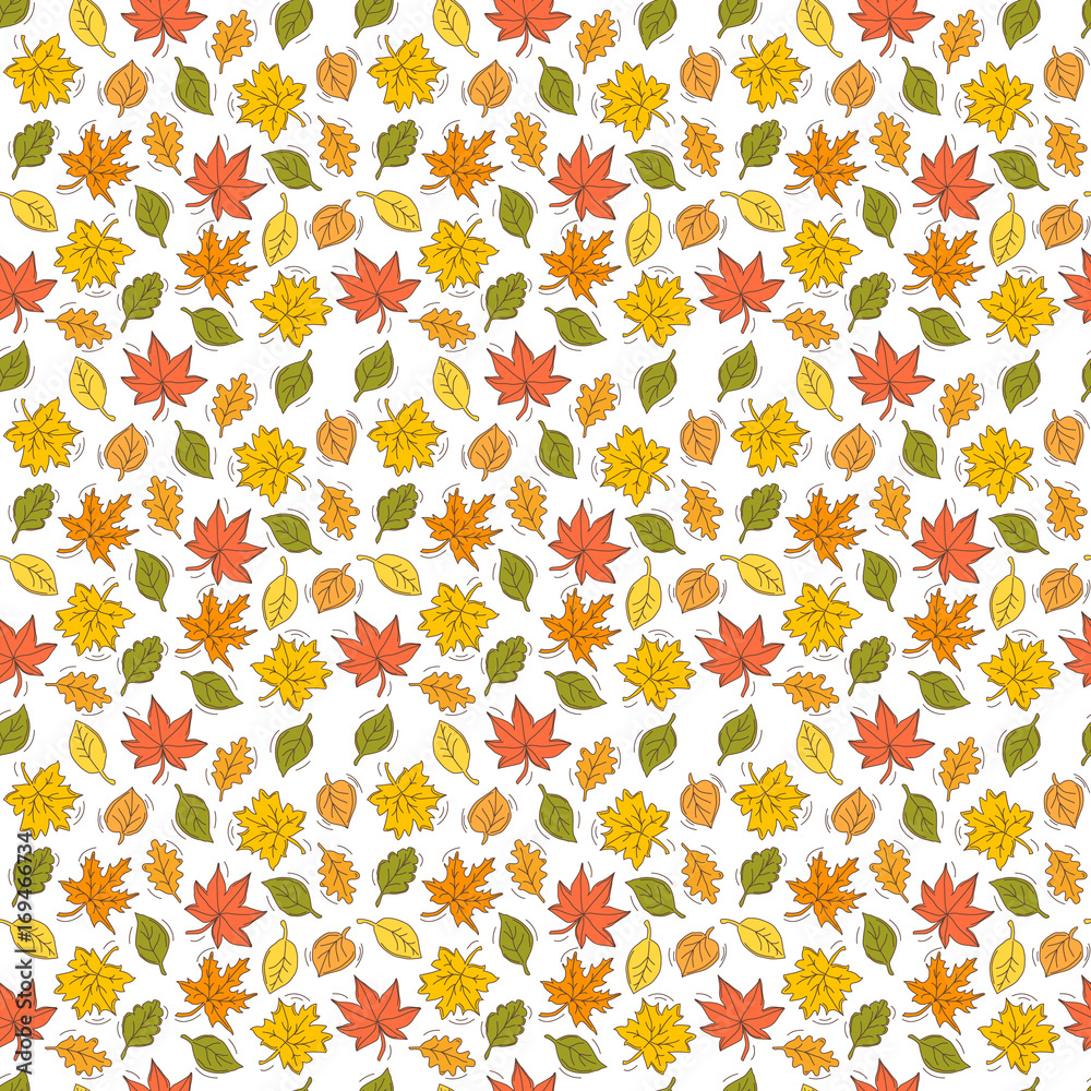 Seamless pattern with funny falling leaves. Vector illustration. Seamless pattern with funny falling leaves. Vector illustration.