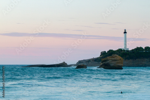 Sunset reflection in the water in Biarritz, France, Bay of Biscay