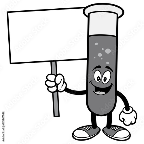 Test Tube with Sign Illustration