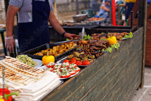 Food Festival with assorted food items. Catering service.