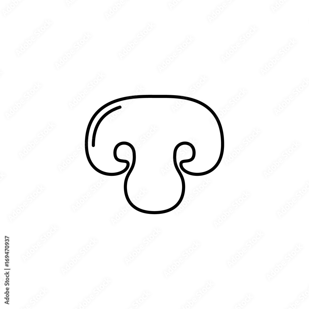 Champignon thin line vector icon. Isolated mushroom vegetables linear style for menu, label, logo. Simple vegetarian food sign.