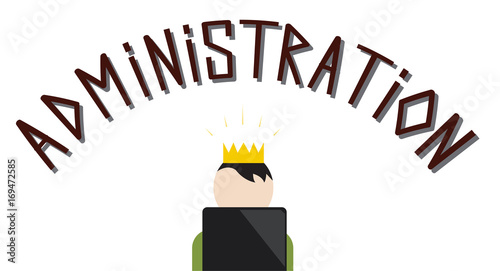 Man with a crown behind a computer