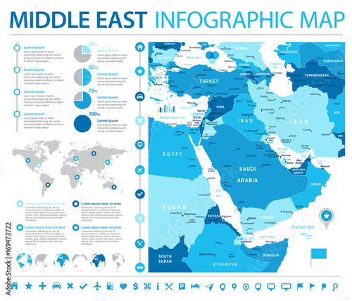 Middle East Map - Info Graphic Vector Illustration